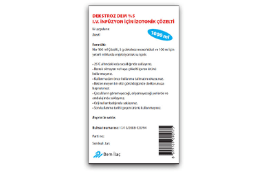 DEKSTROZ DEM %5 IV INFUZYON ICIN IZOTONIK COZELTI 100 ML POLIETILEN SISE SETSIZ