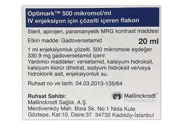 OPTIMARK 500 MIKROMOL/ML ENJ. ICIN COZ. ICEREN FLAKON 20 ML
