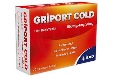 GRIPORT COLD 650 MG / 4 MG / 30 MG FILM KAPLI TABLET (20 TABLET)