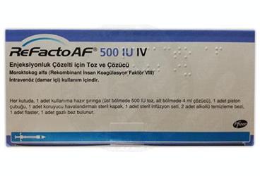 REFACTO AF 500 IU IV ENJEKSIYONLUK COZELTI ICIN TOZ VE COZUCU 1 FLAKON