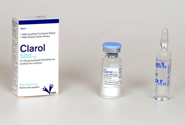 CLAROL 500 MG IV INFUZYONLUK COZELTI HAZIRLAMAK ICIN LIYOFILIZE TOZ VE COZUCU