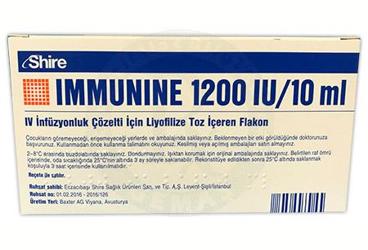 IMMUNINE 1200 IU/10 ML INFUZYONLUK COZELTI ICIN LIYOFILIZE TOZ ICEREN FLAKON