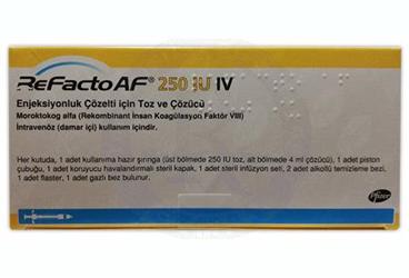 REFACTO AF 250 IU IV ENJEKSIYONLUK COZELTI ICIN TOZ VE COZUCU 1 FLAKON