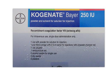 KOGENATE BAYER 250 IU IV ENJ. ICIN LIYOFILIZE TOZ ICEREN FLAKON+KULLANIMA HAZIR ENJEKTORDE COZUCU
