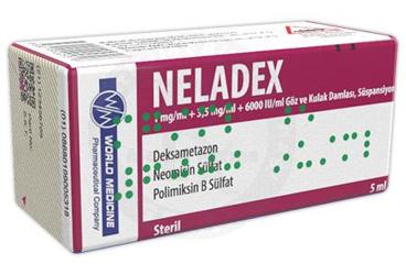 NELADEX 1 MG / ML + 3,5 MG /ML + 6000 IU /ML GÖZ VE KULAK DAMLASI, SÜSPANSİYON