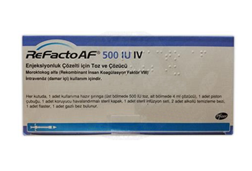 REFACTO AF 500 IU IV ENJEKSIYONLUK COZELTI ICIN TOZ VE COZUCU 1 FLAKON