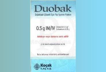 DUOBAK 500 MG/250 MG I.M./I.V. ENJEKSIYONLUK COZELTI HAZIRLAMAK ICIN TOZ VE COZUCU (1 AMPUL)