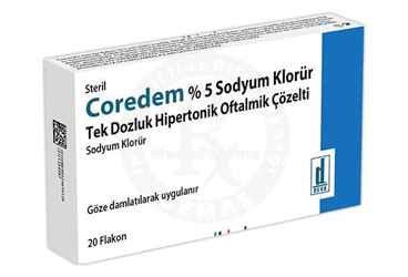 COREDEM %5 SODYUM KLORUR TEK DOZLUK HIPERTONIK OFTALMIK COZELTI (20 ADET)