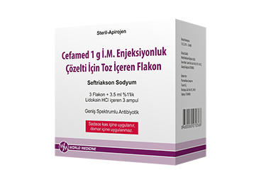 CEFAMED 1 G IM ENJEKSIYONLUK COZELTI HAZIRLAMAK ICIN TOZ ICEREN FLAKON, 3 ADET
