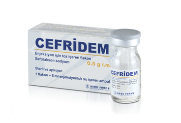 CEFRIDEM 0.5 G I.M. ENJEKSIYON ICIN TOZ ICEREN FLAKON