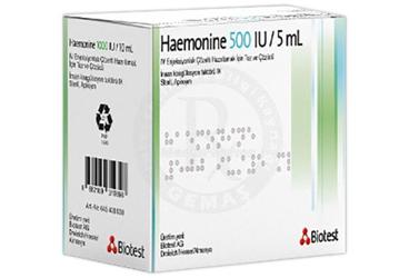 HAEMONINE 500 IU/5 ML IV ENJEKSIYONLUK COZELTI HAZIRLAMAK ICIN TOZ VE COZUCU