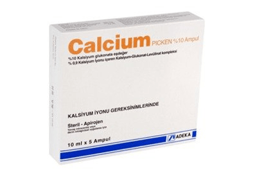 CALCIUM PICKEN 225 MG + 572 MG/10 ML IM/IV ENJEKSIYONLUK COZELTI (5 ADET)